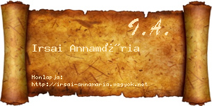 Irsai Annamária névjegykártya